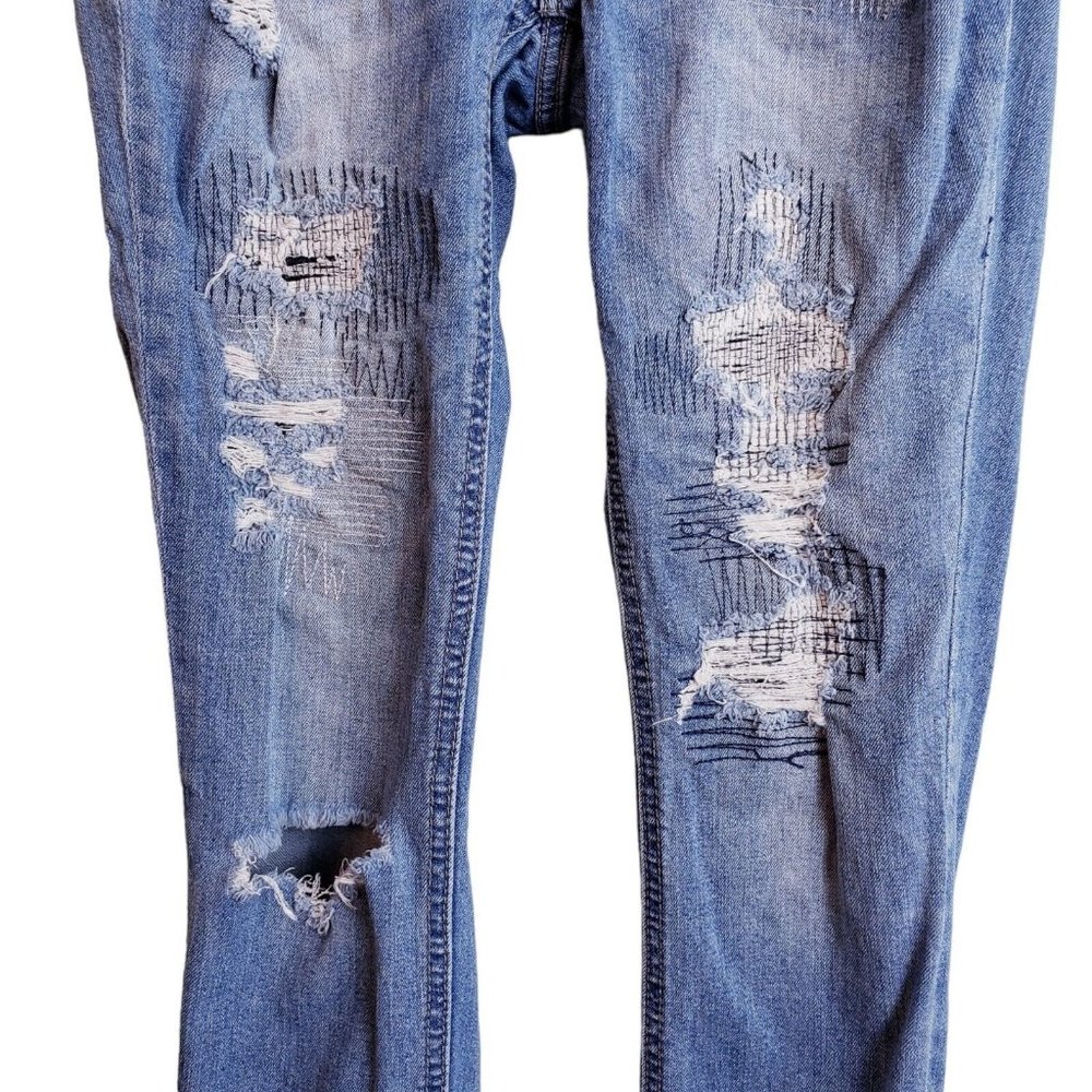 Twenty One Black Rue21 Mid Rise Skinny Flex Jeans Women's 3/4 Regular Blue - Picture 5 of 16